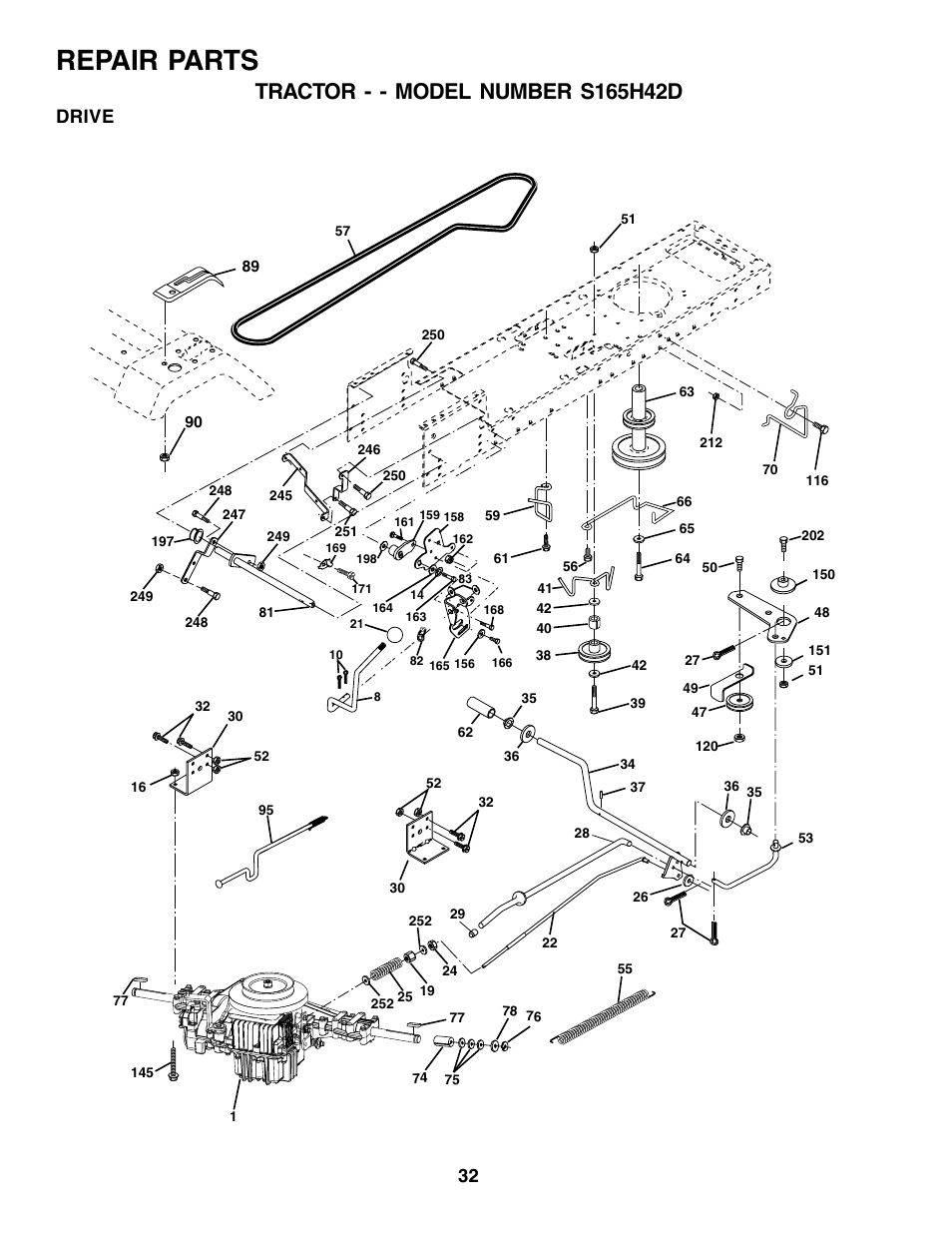 Repair parts, Drive | Weed Eater S165H42D User Manual | Page 32 / 44