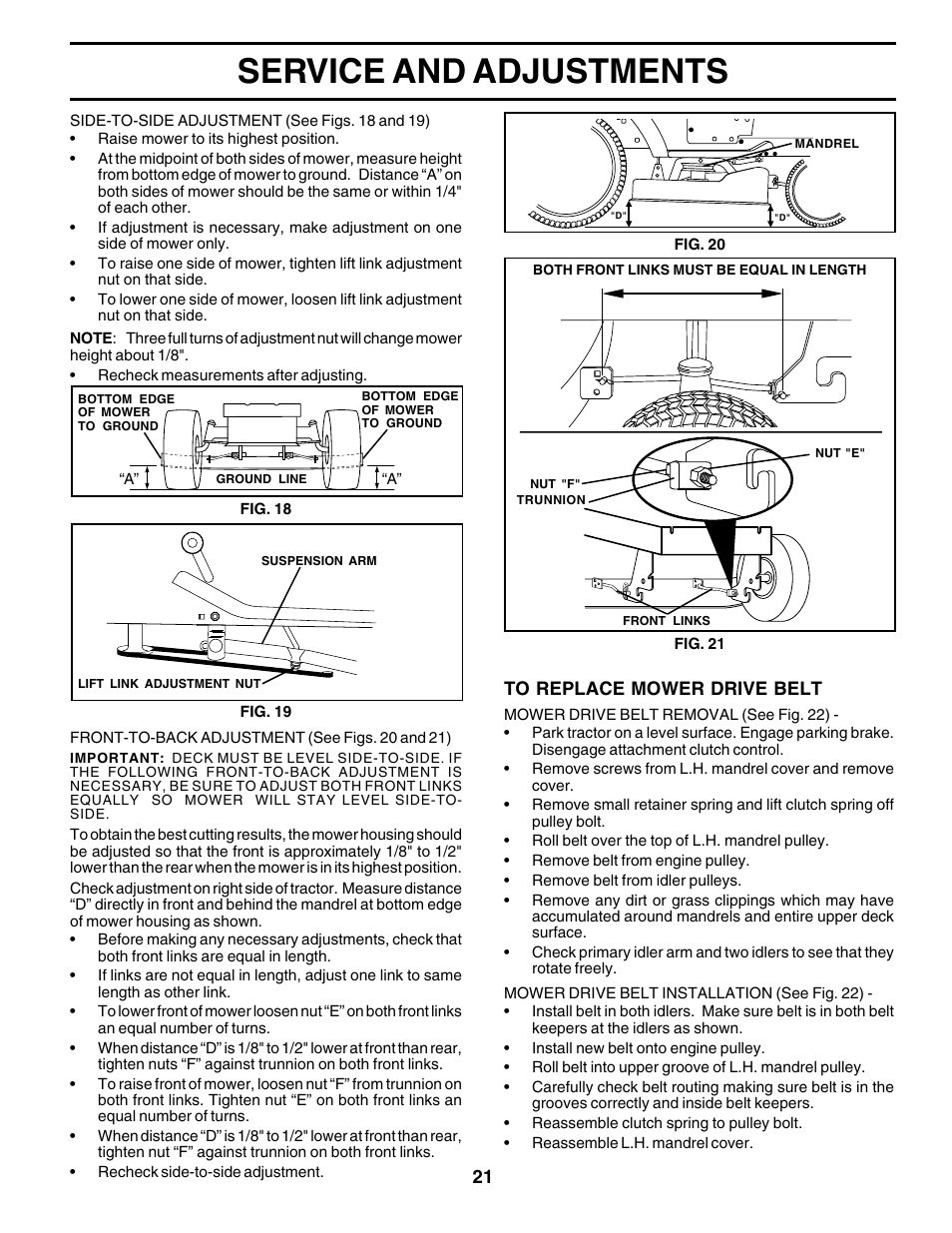 Service and adjustments | Weed Eater 178387 User Manual | Page 21 / 48
