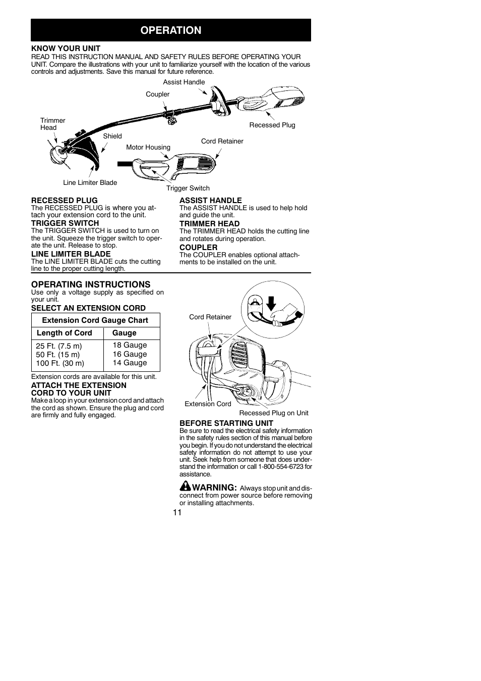 Operation | Weed Eater 952711970 User Manual | Page 11 / 16
