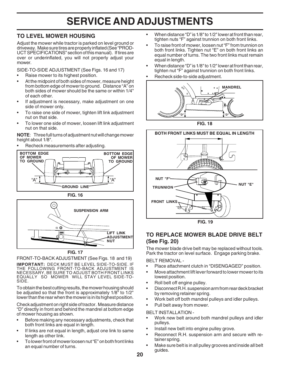 Service and adjustments | Weed Eater 182983 User Manual | Page 20 / 48
