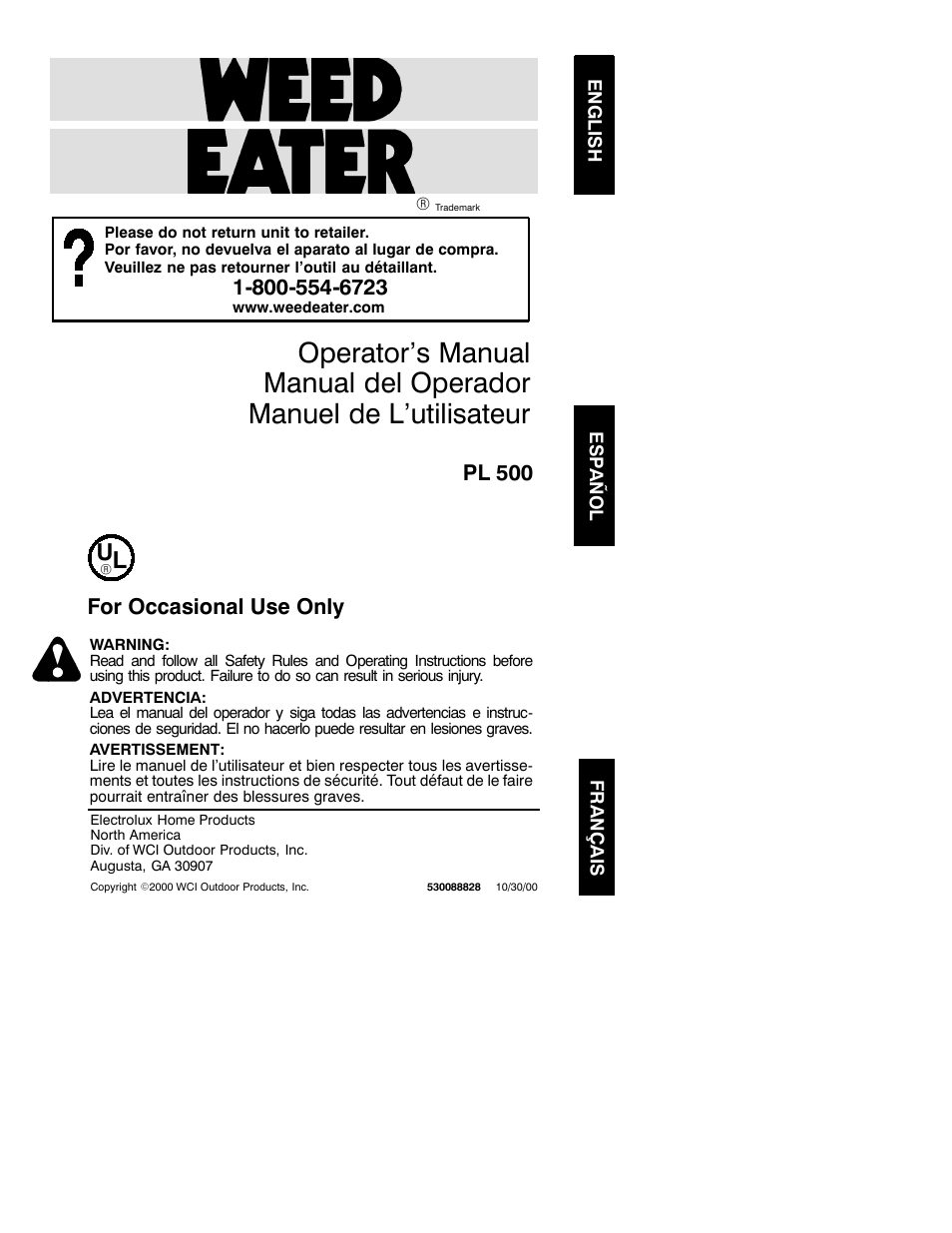 Weed Eater 530088828 User Manual | 7 pages