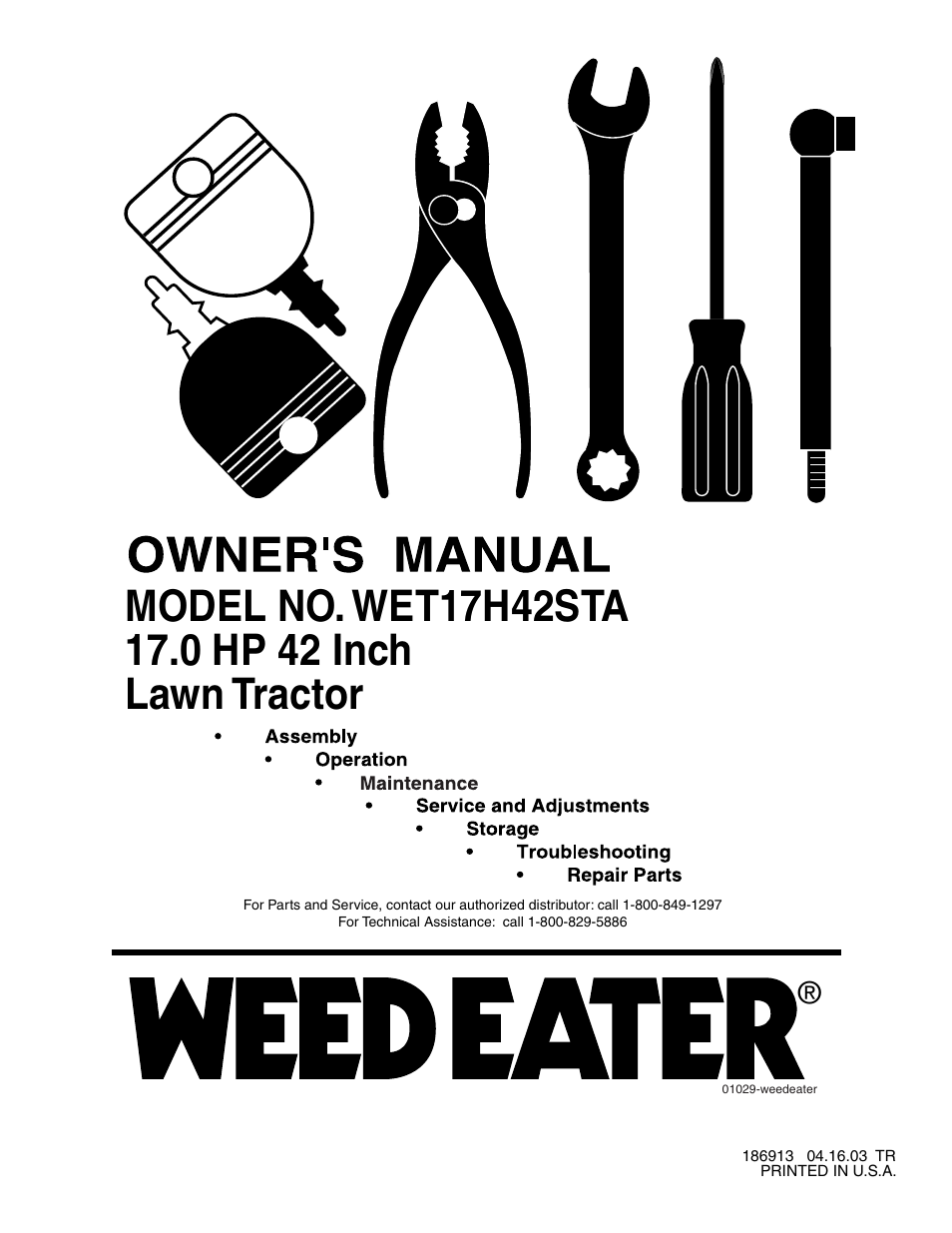 Weed Eater WET17H42STA User Manual | 44 pages