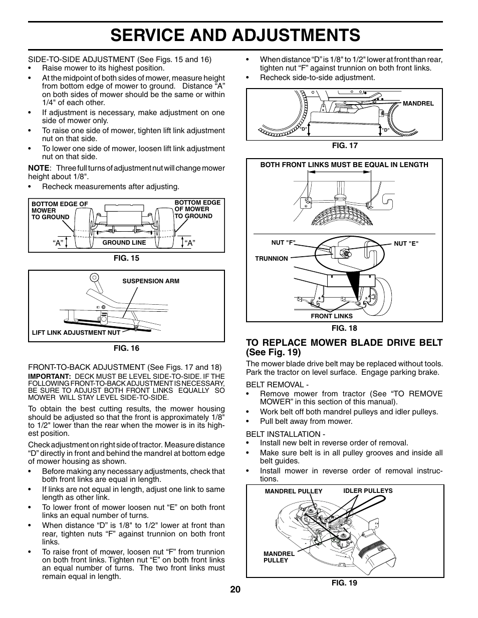 Service and adjustments | Weed Eater WET17H42STA User Manual | Page 20 / 44
