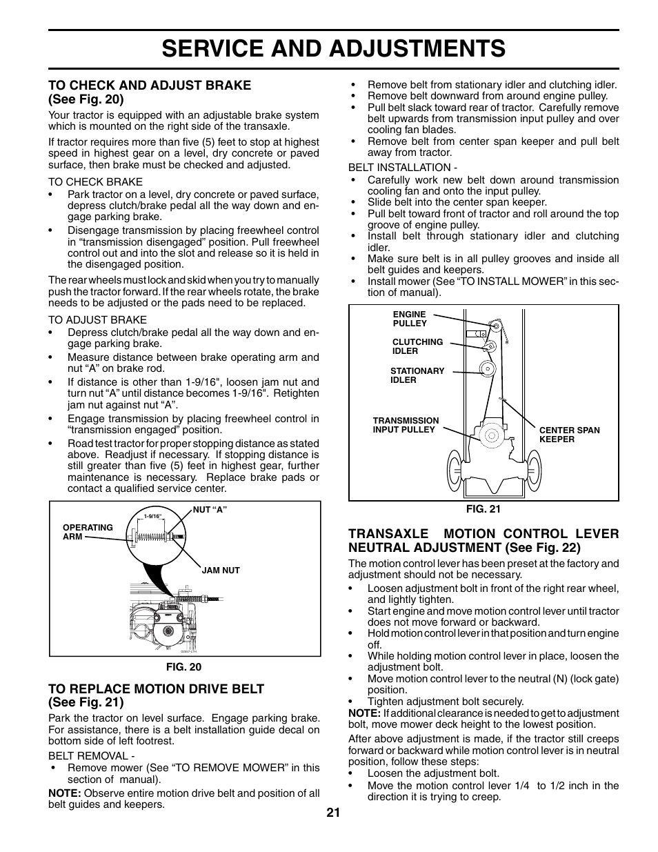 Service and adjustments | Weed Eater WET17H42STA User Manual | Page 21 / 44