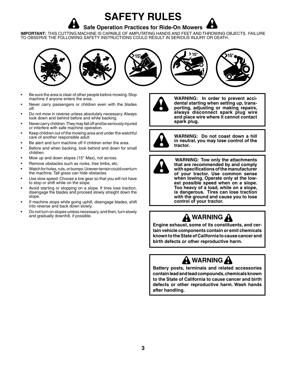 Safety rules, Warning | Weed Eater WET17H42STA User Manual | Page 3 / 44
