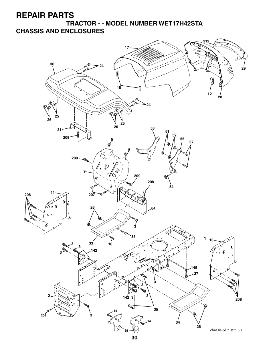 Repair parts | Weed Eater WET17H42STA User Manual | Page 30 / 44