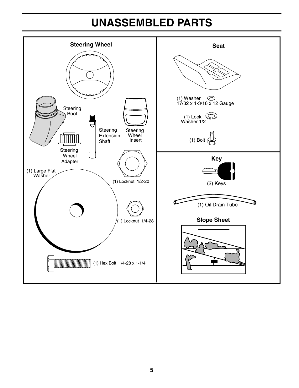 Unassembled parts | Weed Eater WET17H42STA User Manual | Page 5 / 44
