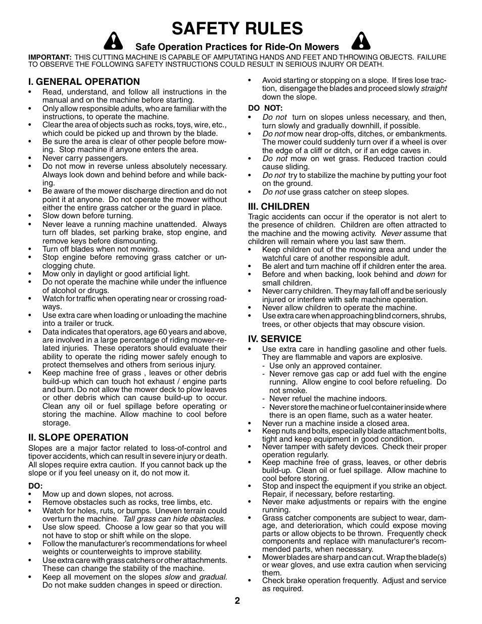 Safety rules | Weed Eater WE1338A User Manual | Page 2 / 48