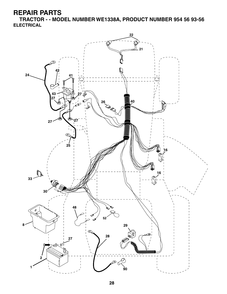 Repair parts | Weed Eater WE1338A User Manual | Page 28 / 48