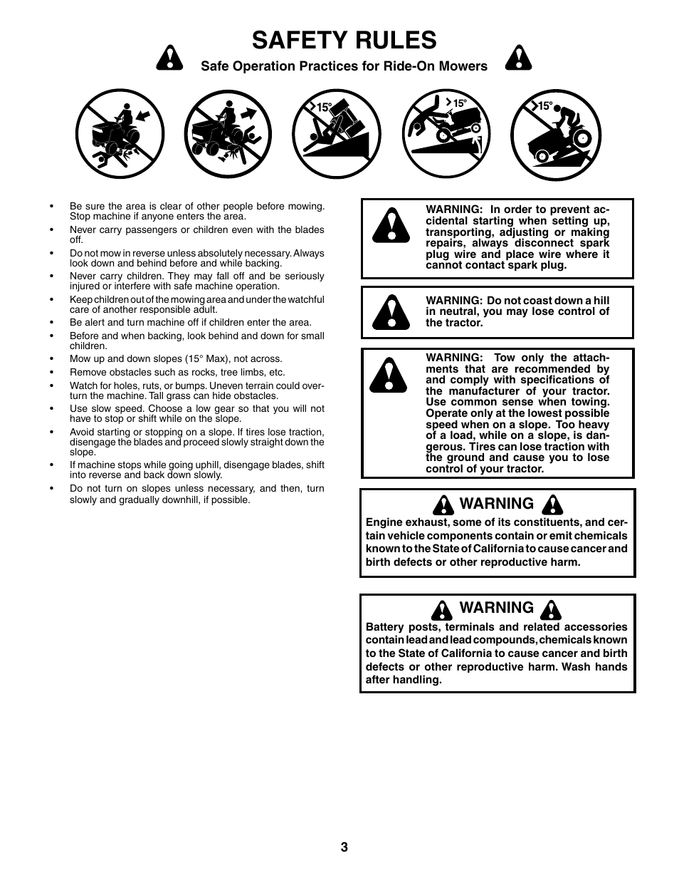 Safety rules, Warning | Weed Eater WE1338A User Manual | Page 3 / 48