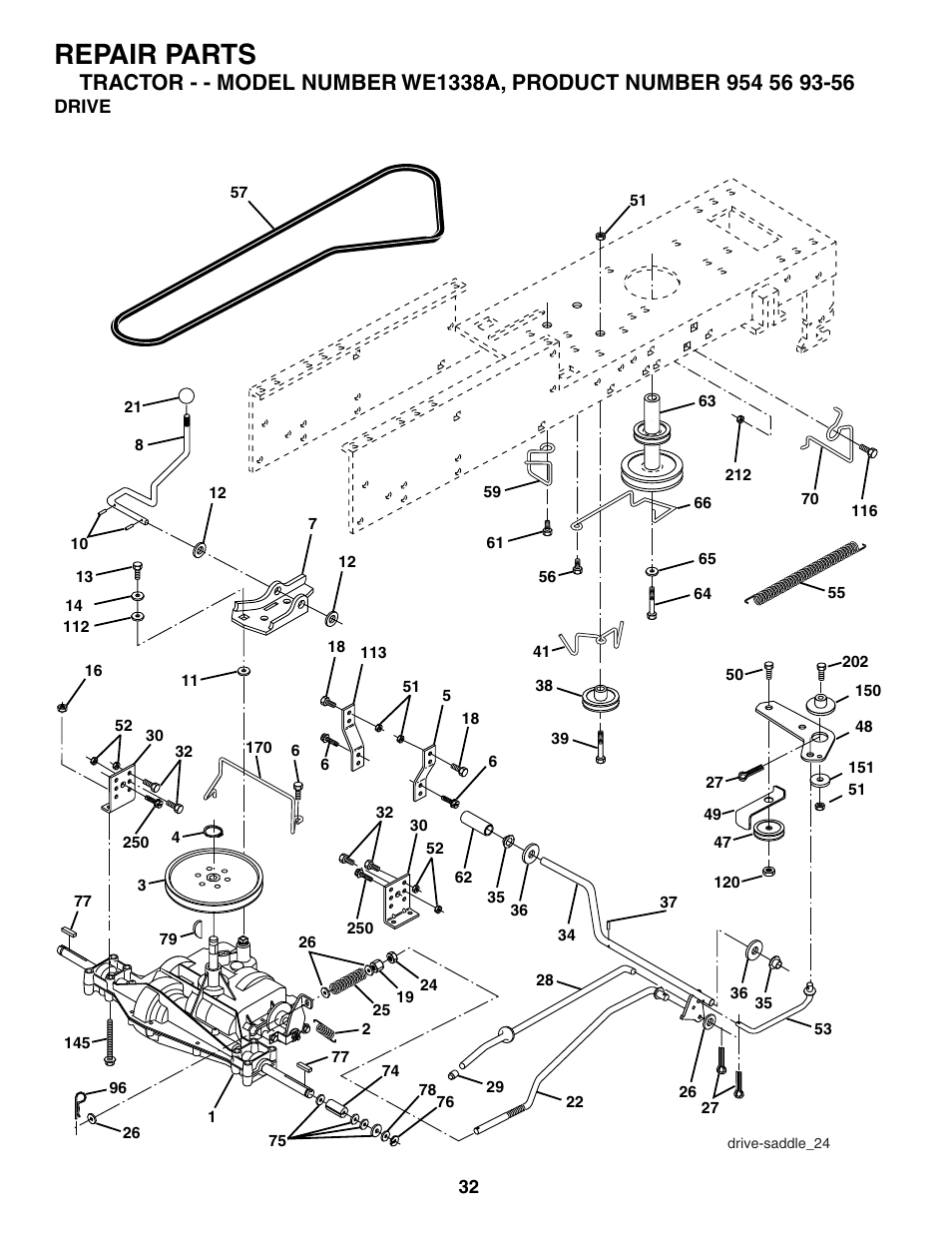 Repair parts | Weed Eater WE1338A User Manual | Page 32 / 48