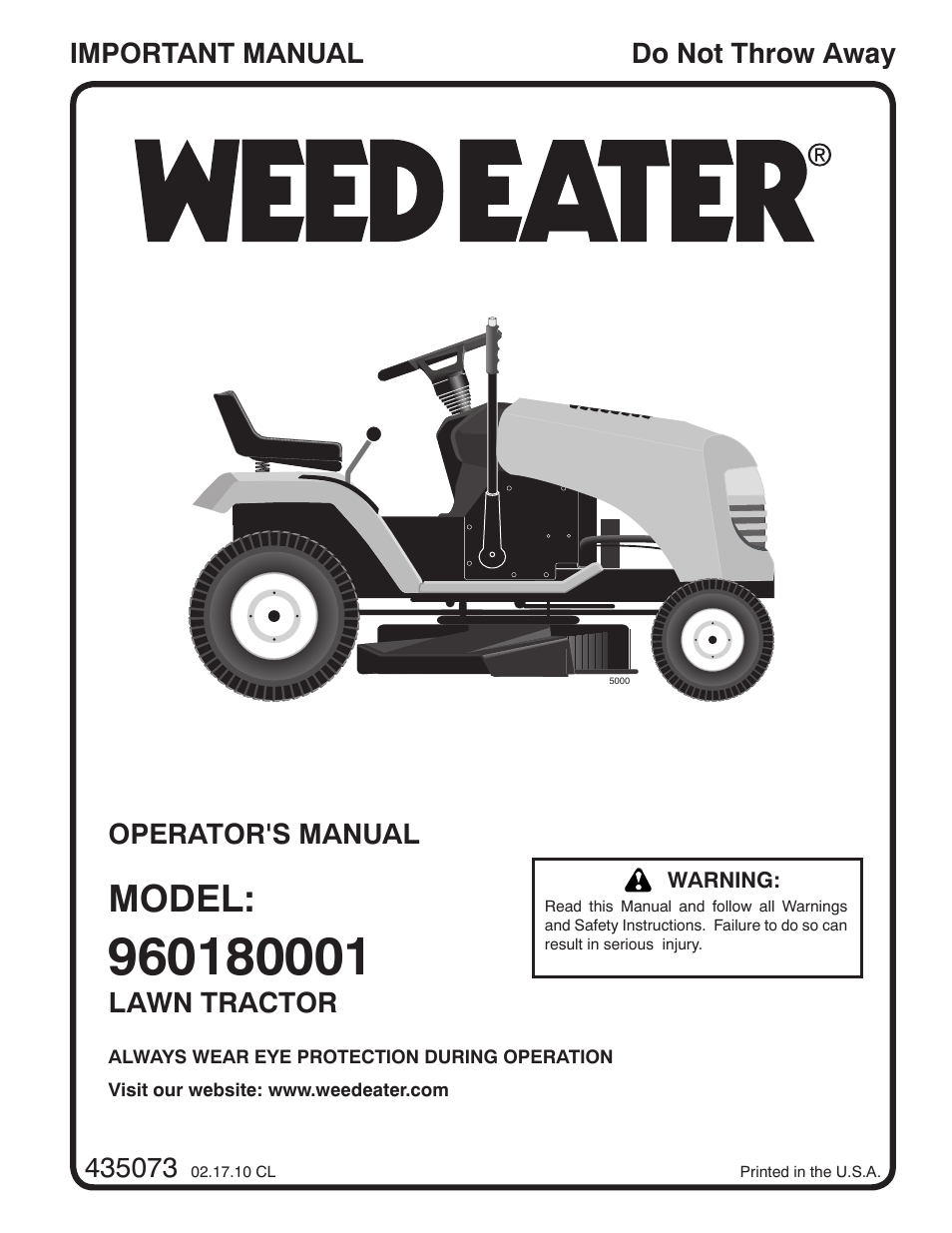 Weed Eater 435073 User Manual | 30 pages