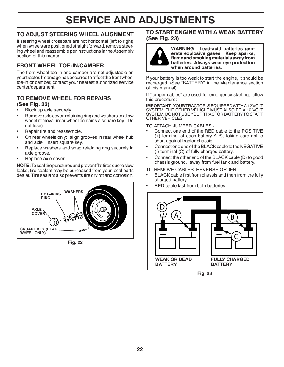 Service and adjustments | Weed Eater 435073 User Manual | Page 22 / 30