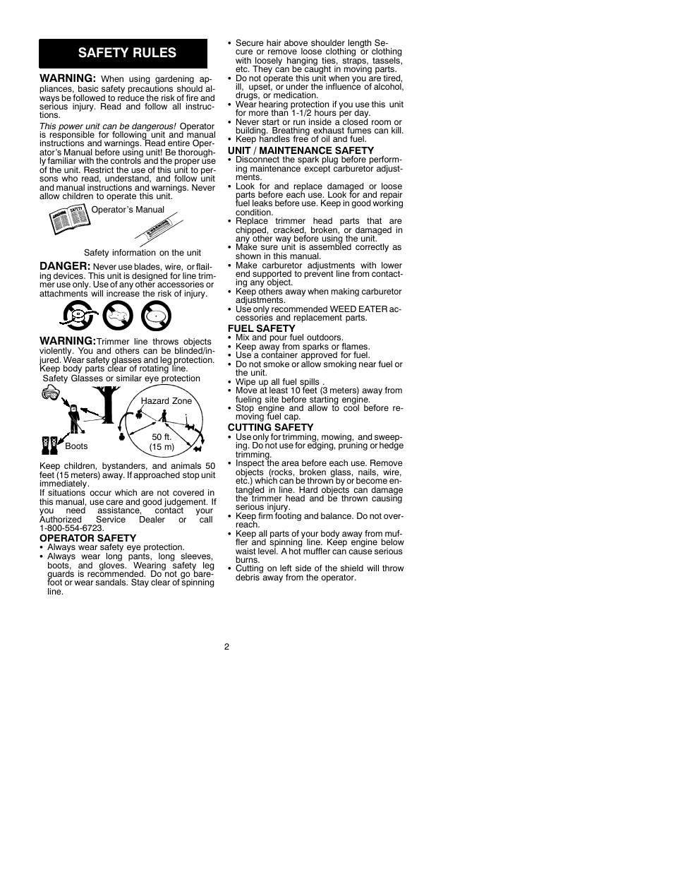 Safety rules | Weed Eater 530087729 User Manual | Page 2 / 6