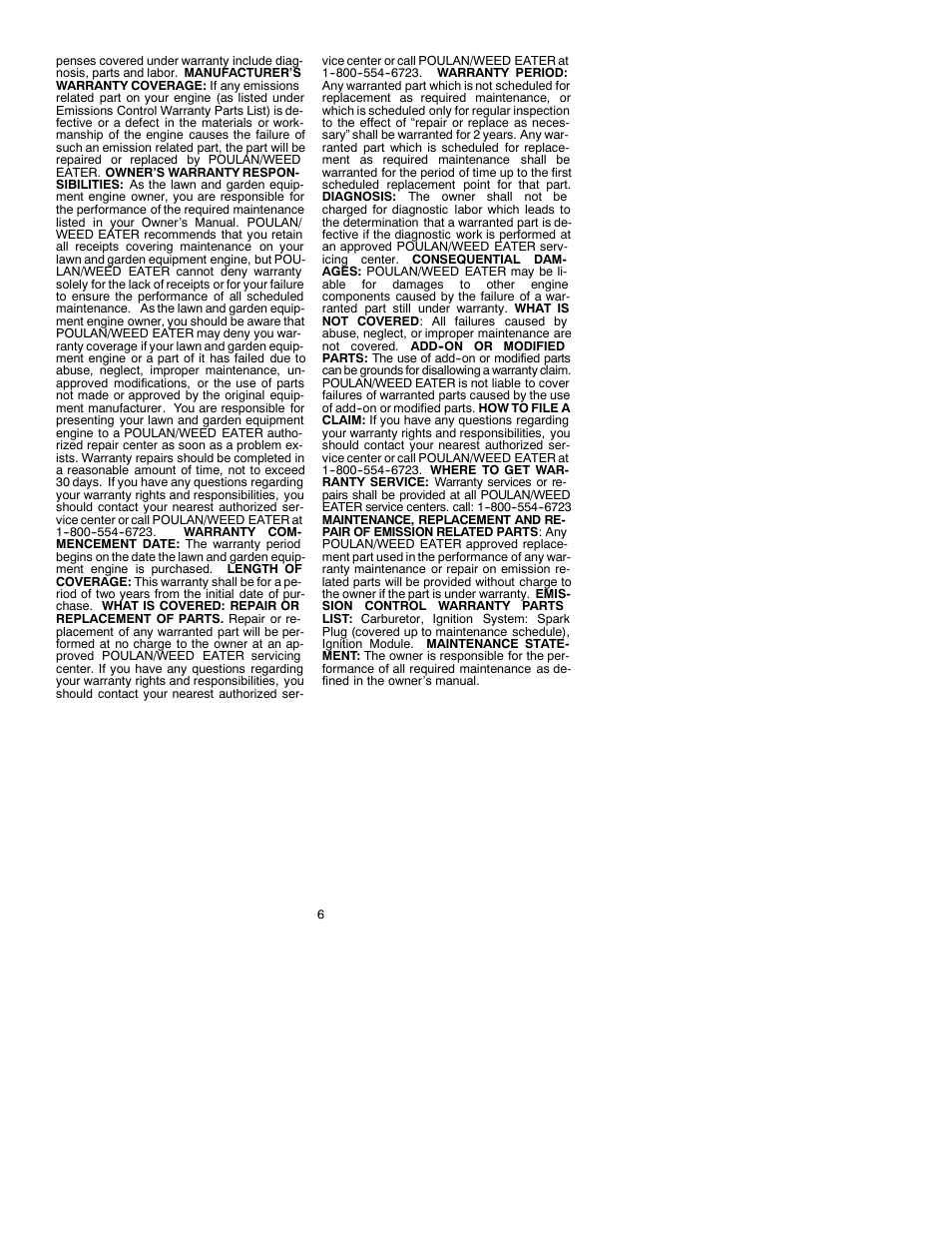 Weed Eater 530087729 User Manual | Page 6 / 6