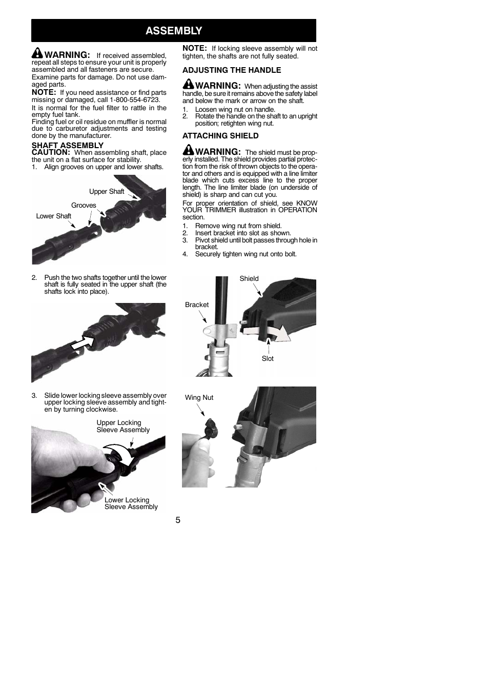 Assembly | Weed Eater 952711938 User Manual | Page 5 / 14