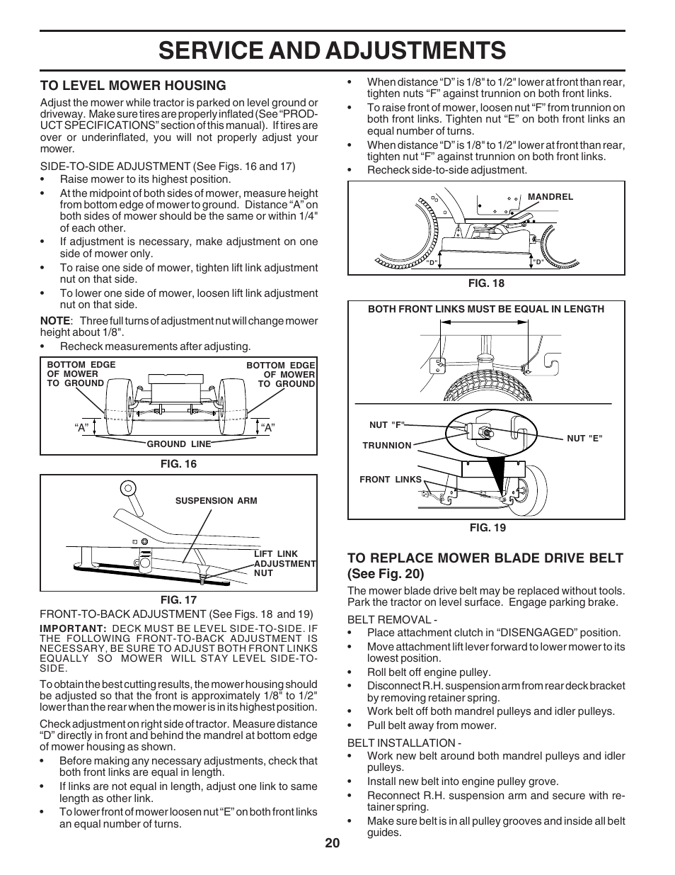 Service and adjustments | Weed Eater WE1538A User Manual | Page 20 / 48