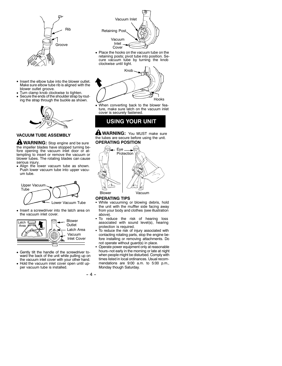 Using your unit | Weed Eater 530087688 User Manual | Page 4 / 8