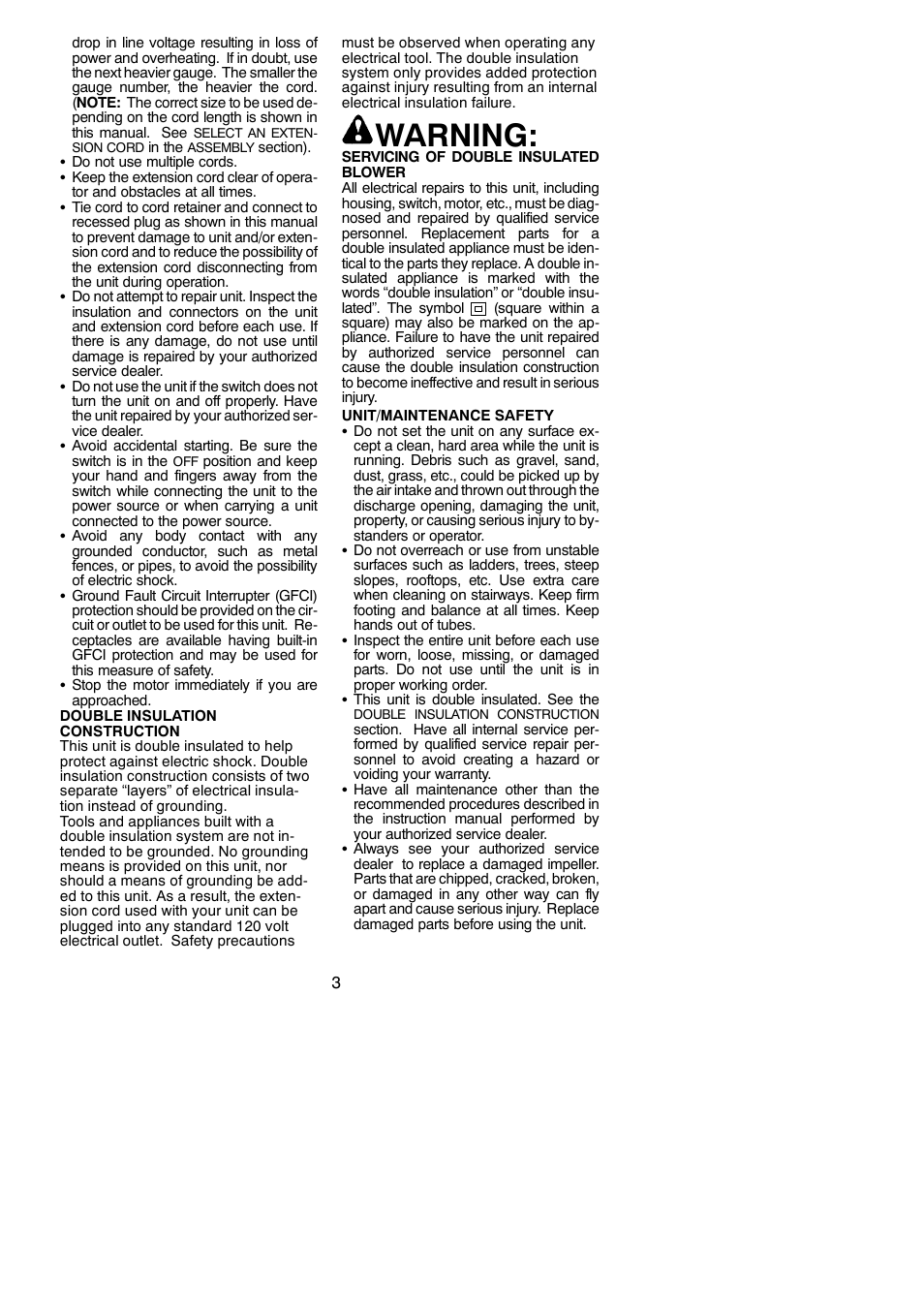Warning | Weed Eater WEB160 User Manual | Page 3 / 8