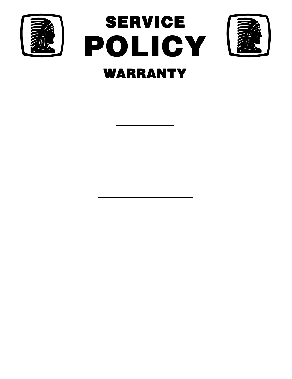 Policy, Ser service vice vice vice vice, Wwarranty arranty arranty arranty arranty | Weed Eater 177677 User Manual | Page 46 / 48