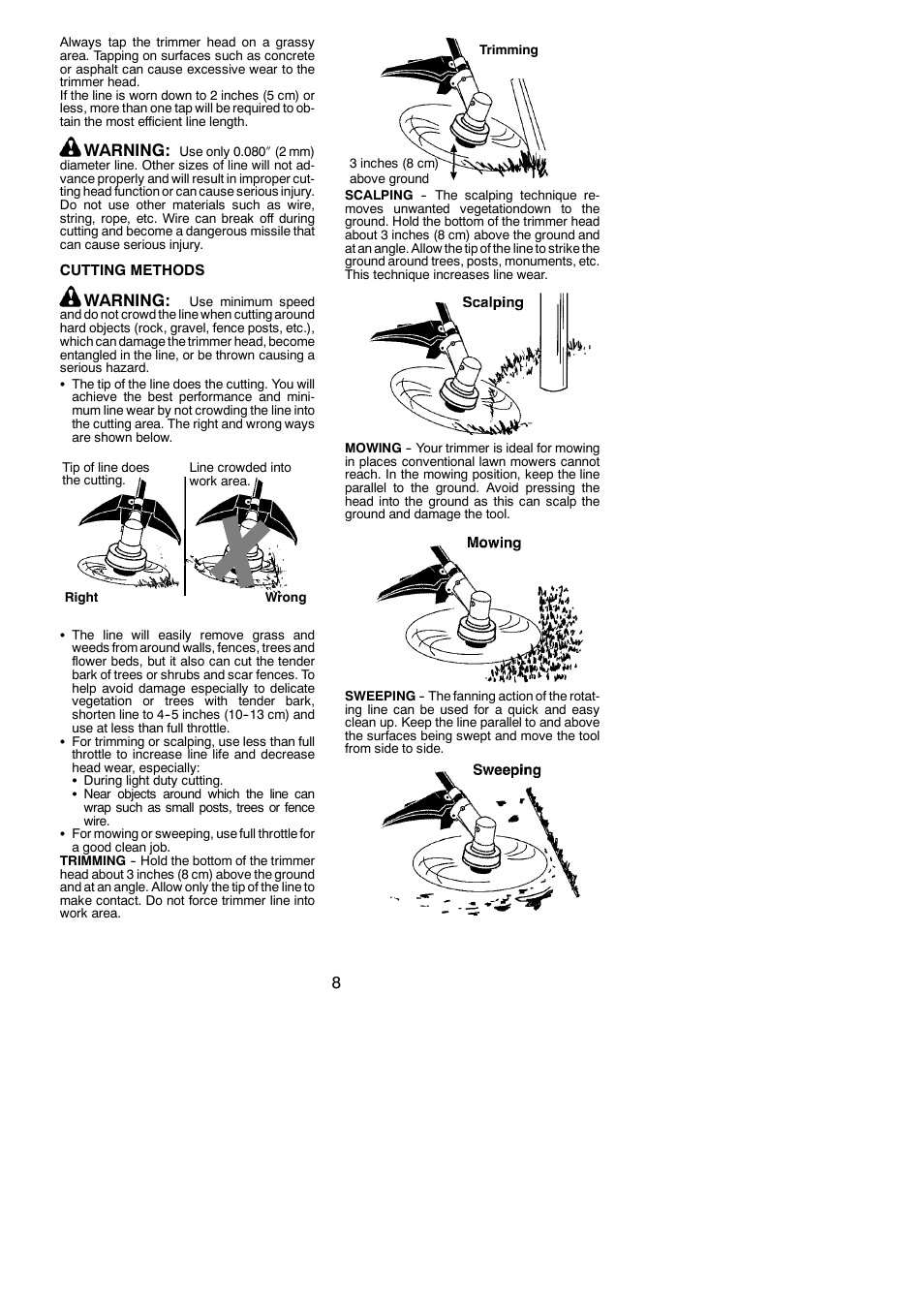 Warning | Weed Eater 545186832 User Manual | Page 8 / 13