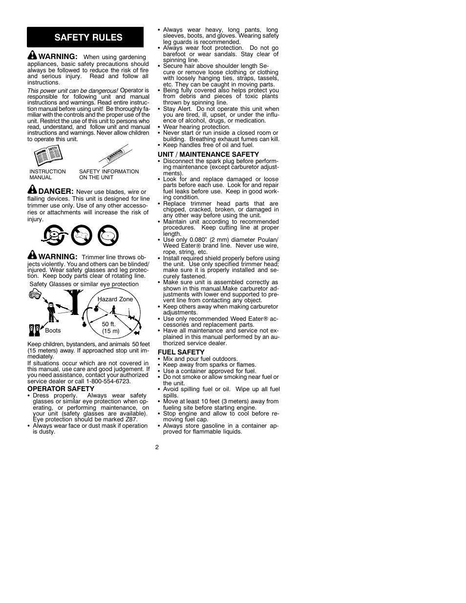 Safety rules | Weed Eater TWIST-N-EDGE 530086412 User Manual | Page 2 / 7