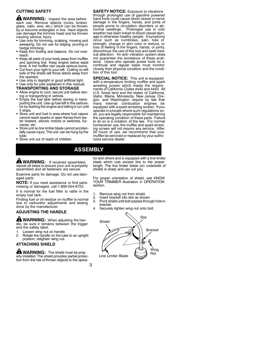 Assembly | Weed Eater 530086924 User Manual | Page 3 / 11