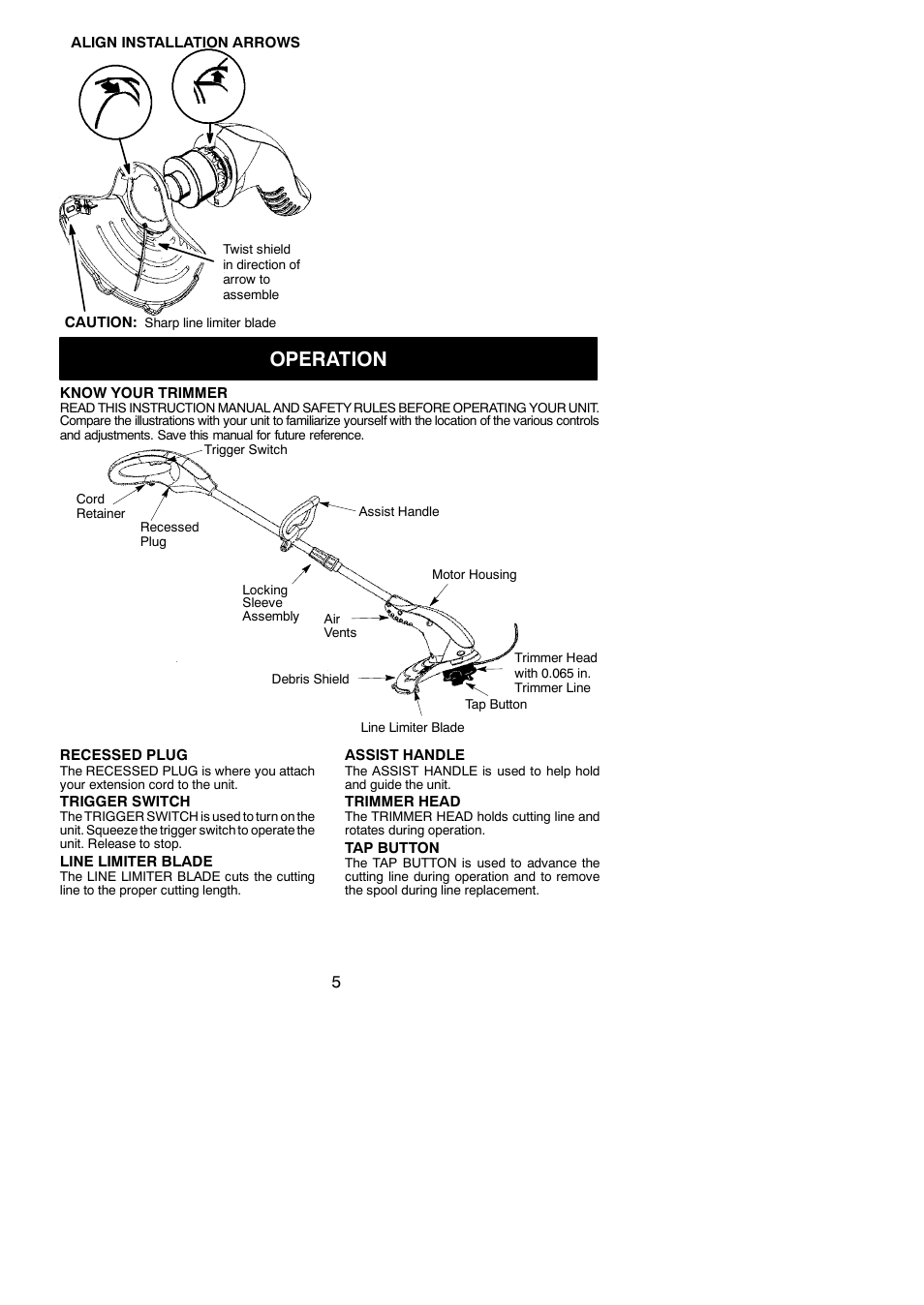 Operation | Weed Eater 545186760 User Manual | Page 5 / 9