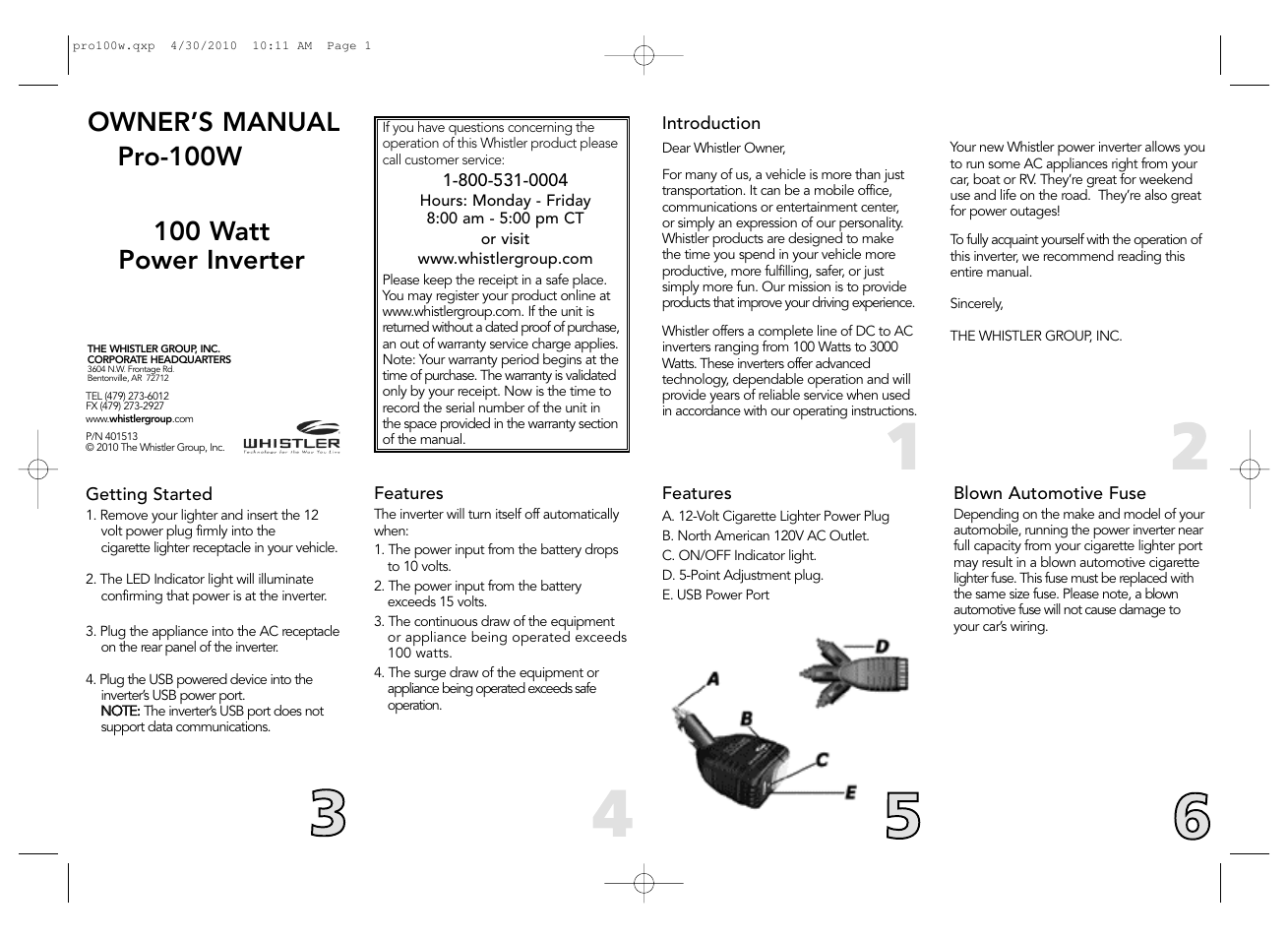 Whistler PRO-100W User Manual | 2 pages