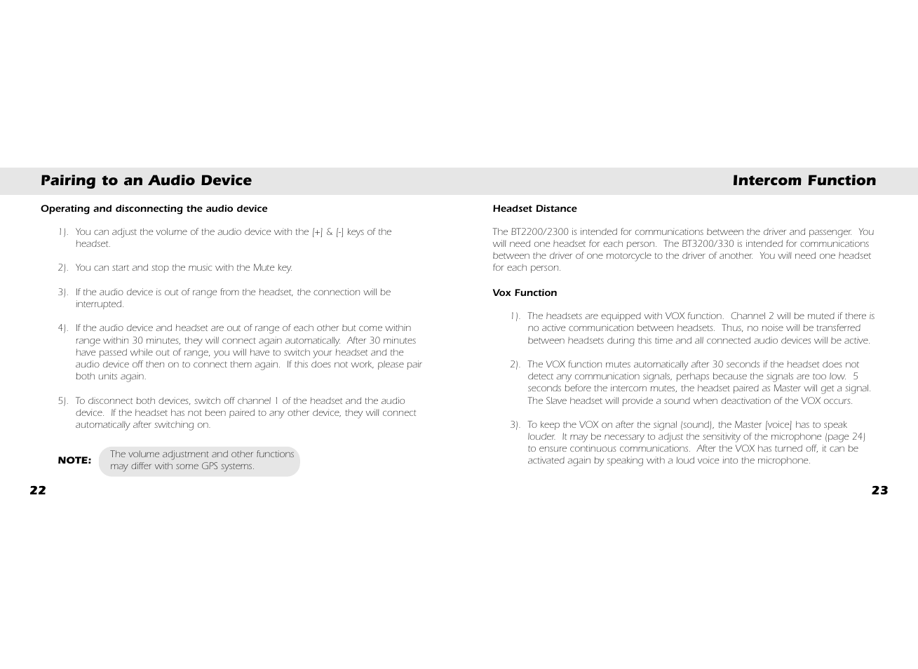 Pairing to an audio device intercom function | Whistler BT3300 User Manual | Page 13 / 21