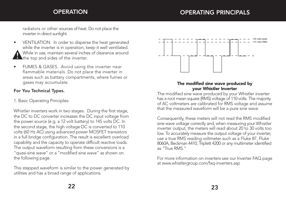 Operating principals 23 22 operation | Whistler 3000 User Manual | Page 13 / 18