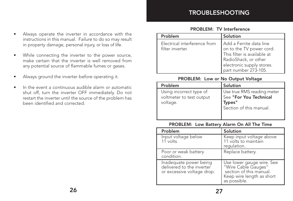 Troubleshooting 27, Operation summary | Whistler 3000 User Manual | Page 15 / 18