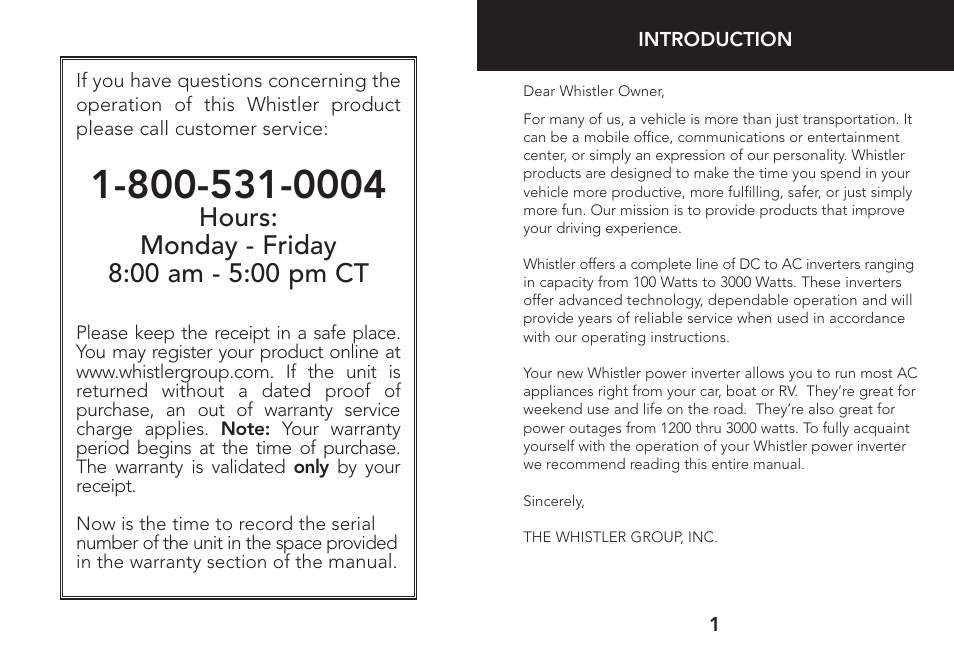 Whistler 3000 User Manual | Page 2 / 18