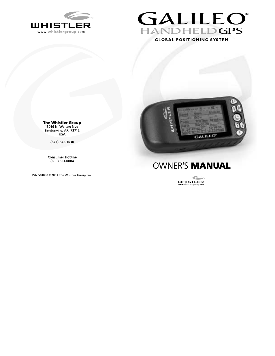 Whistler GPS User Manual | 42 pages