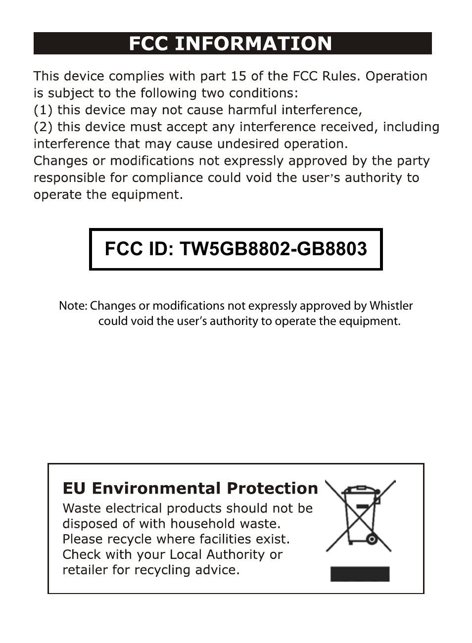 Whistler WIC-3509P User Manual | Page 24 / 24