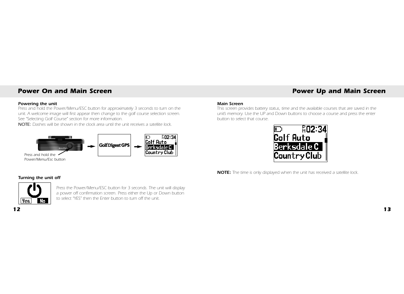 Power on and main screen power up and main screen | Whistler GLF-125 User Manual | Page 8 / 22