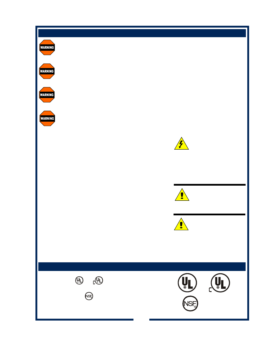 Precautions and general information, Warning, Caution | Agency listing information | Wells 1222 1222CA User Manual | Page 5 / 20