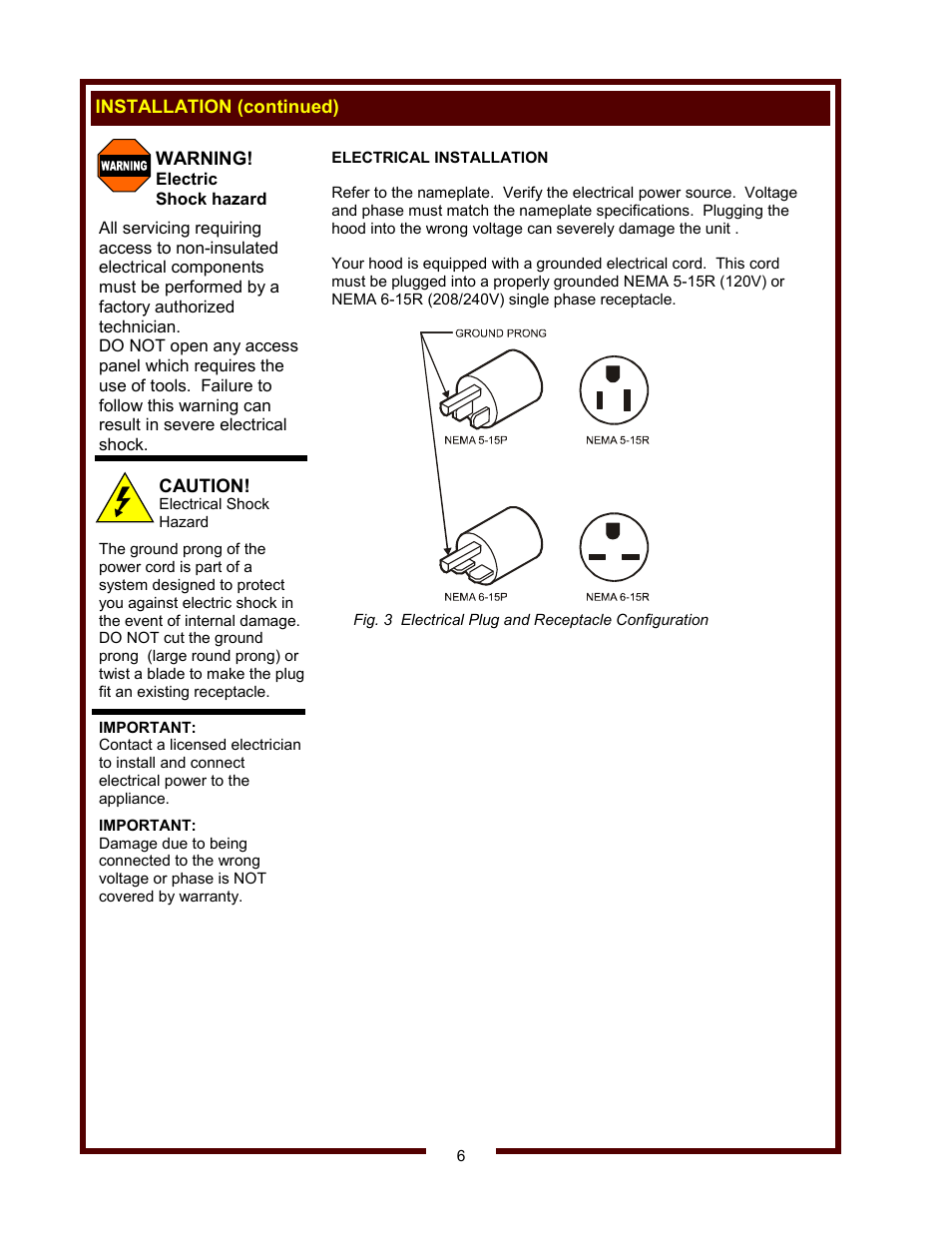 Wells VENTLESS HOOD WVSW User Manual | Page 8 / 14