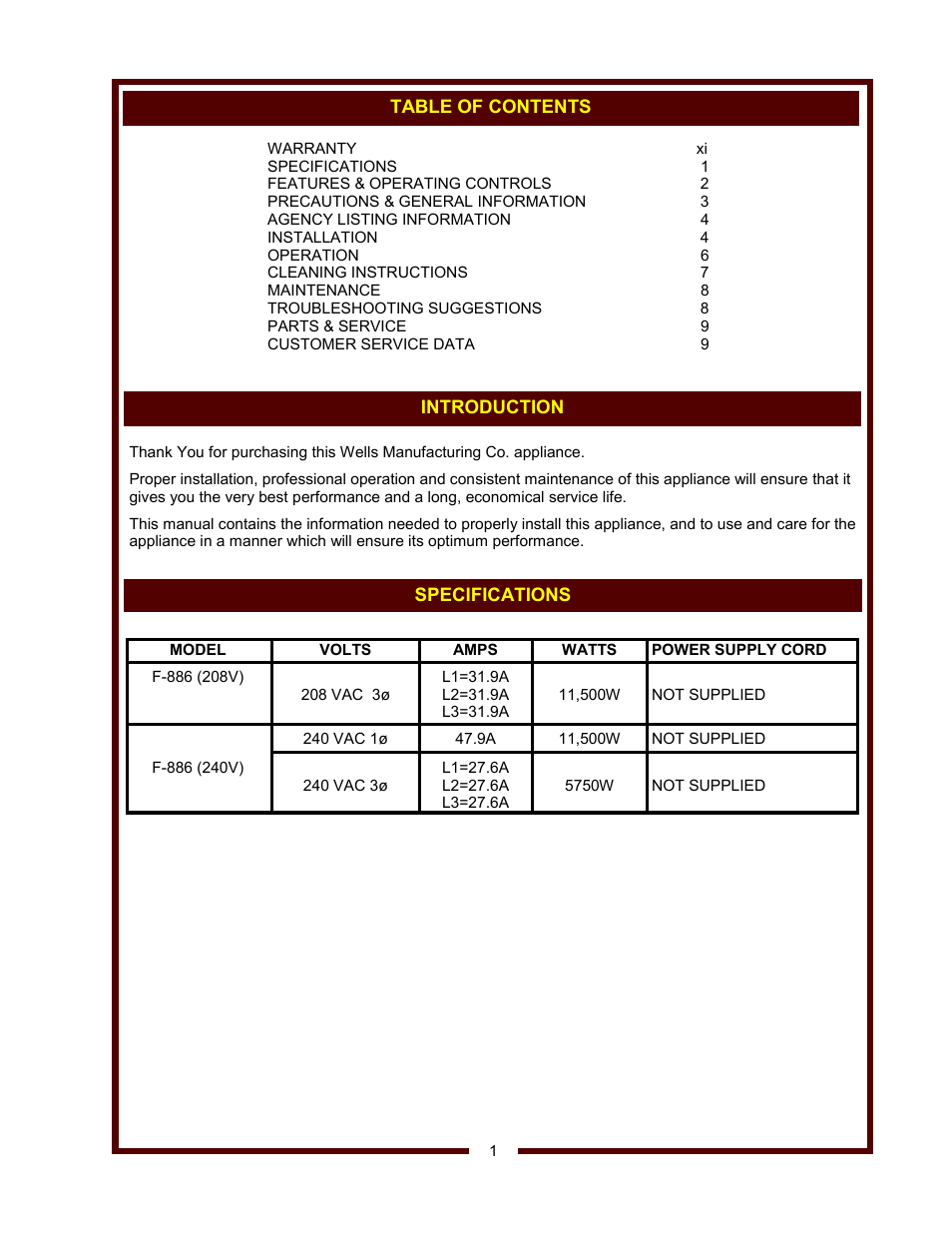 Wells F-886 User Manual | Page 3 / 16
