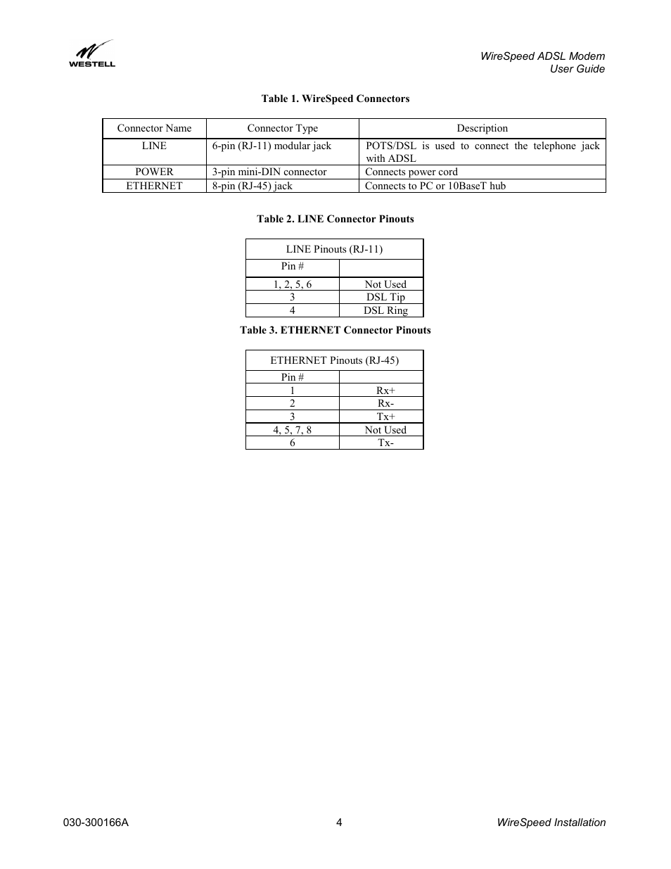 Westell Technologies WireSpeed ADSL Modem 030-300166A iii User Manual | Page 7 / 61