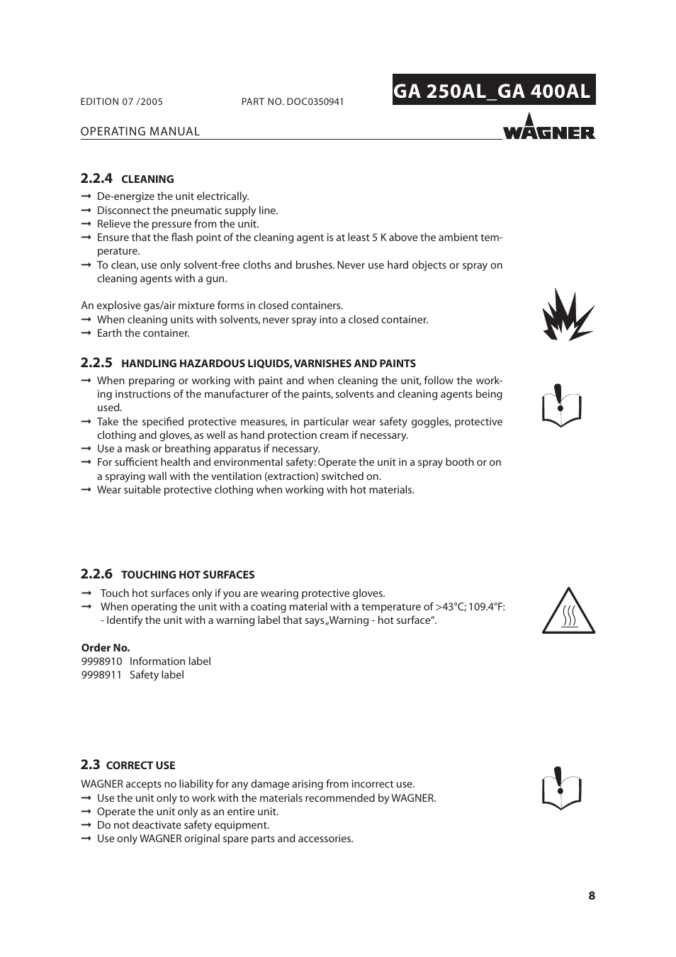 Wagner SprayTech GA 400AL User Manual | Page 8 / 40