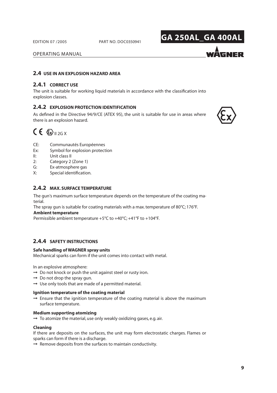 Wagner SprayTech GA 400AL User Manual | Page 9 / 40