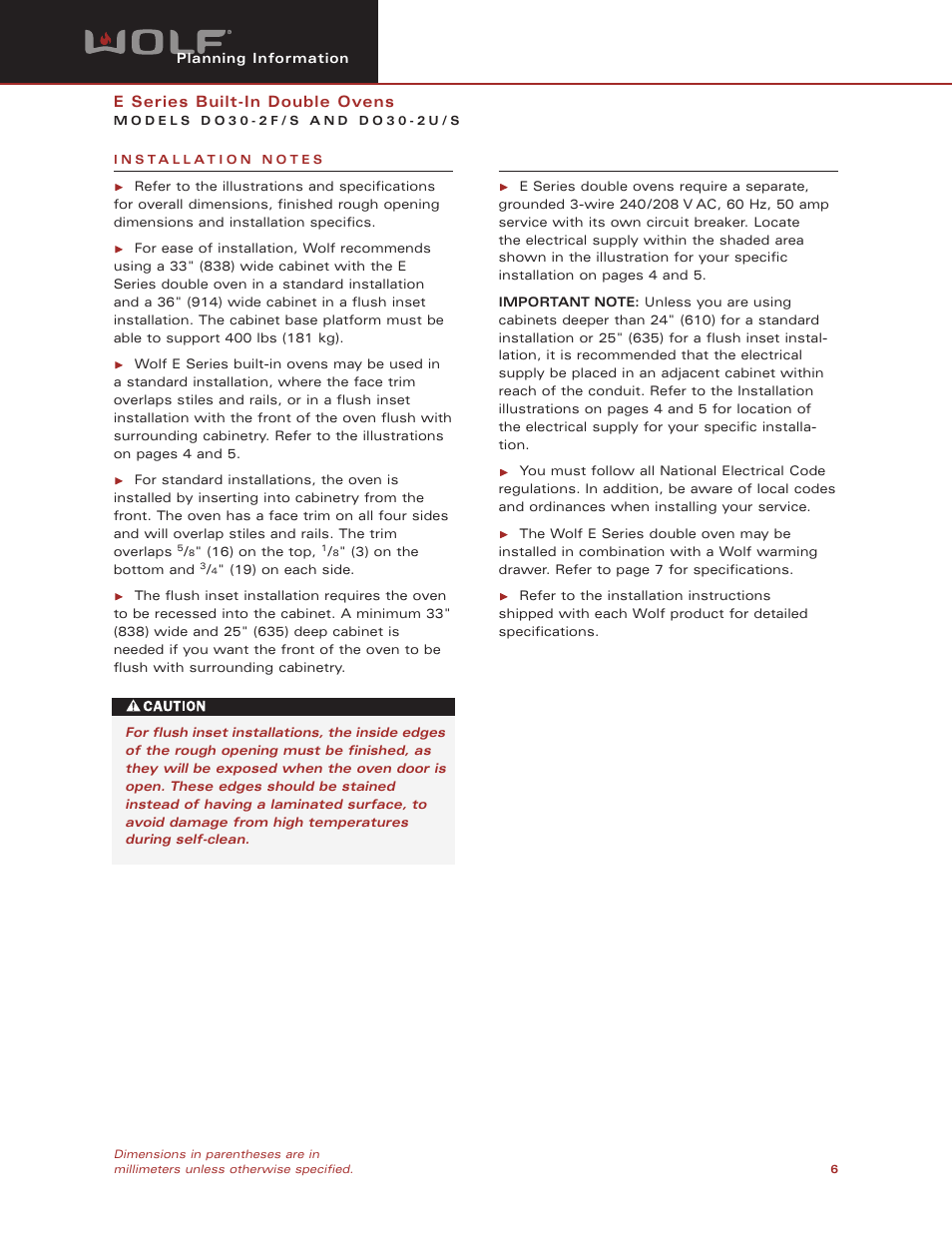 Wolf Appliance Company DO30-2S User Manual | Page 6 / 7