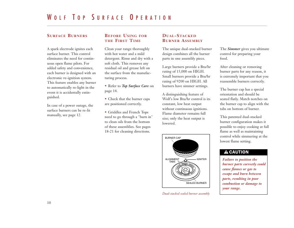O l f | Wolf Appliance Company DUAL FUEL RANGES User Manual | Page 10 / 52