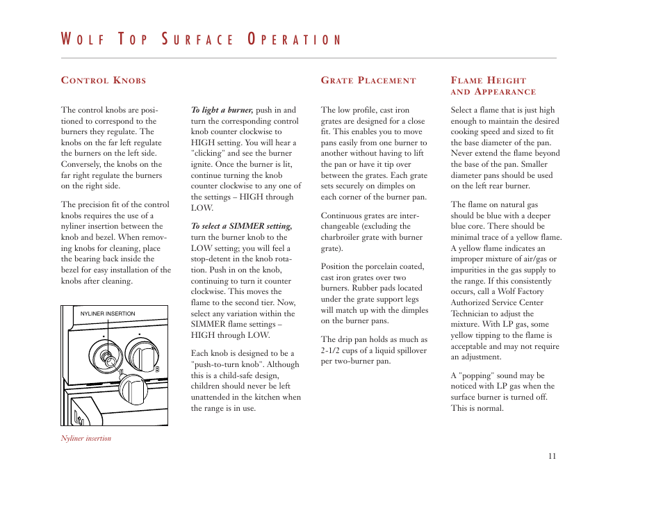 O l f | Wolf Appliance Company DUAL FUEL RANGES User Manual | Page 11 / 52