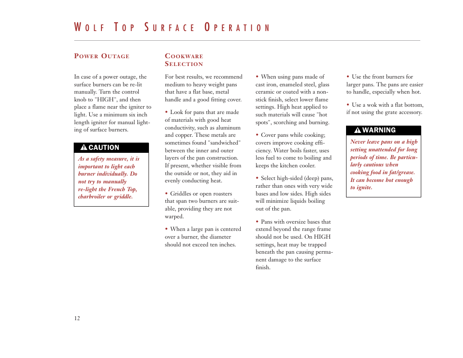 O l f | Wolf Appliance Company DUAL FUEL RANGES User Manual | Page 12 / 52