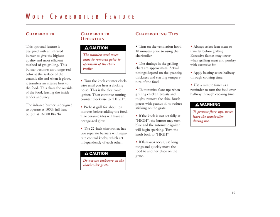 O l f | Wolf Appliance Company DUAL FUEL RANGES User Manual | Page 15 / 52