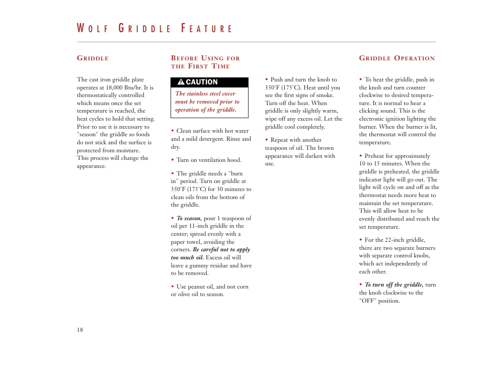 O l f | Wolf Appliance Company DUAL FUEL RANGES User Manual | Page 18 / 52