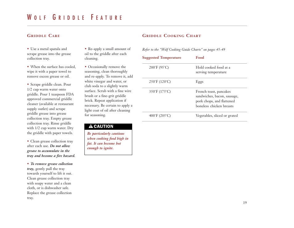 O l f | Wolf Appliance Company DUAL FUEL RANGES User Manual | Page 19 / 52