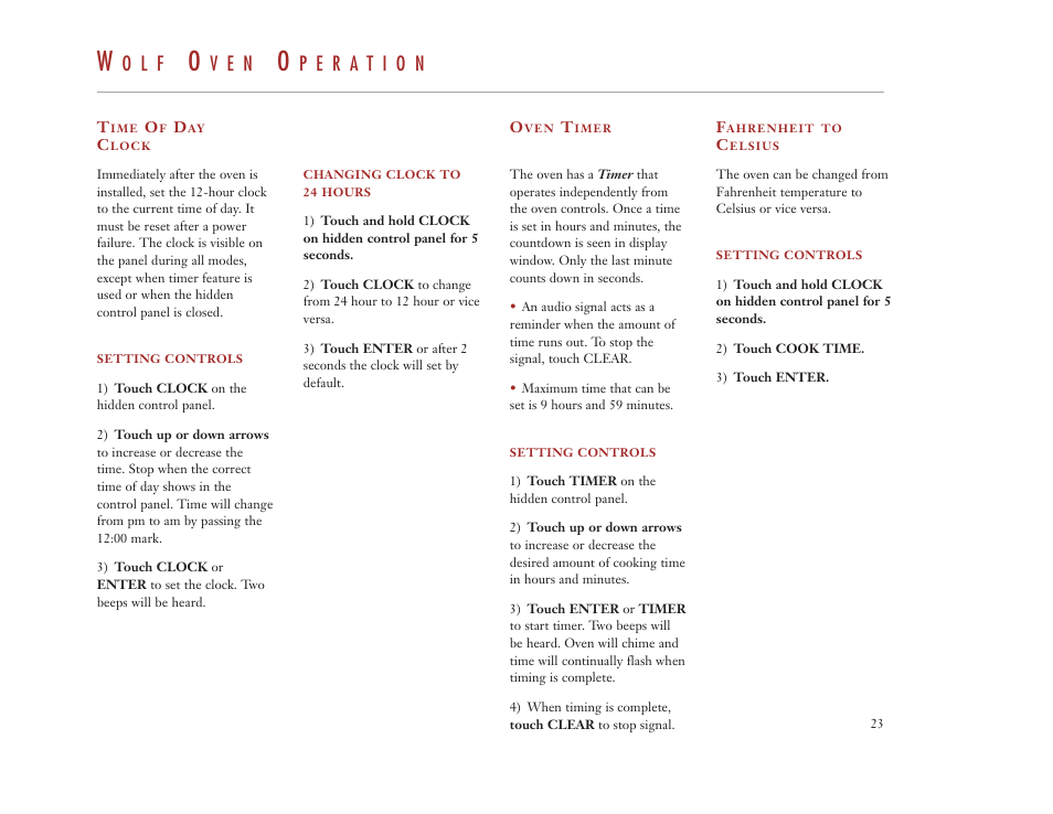 O l f, V e n | Wolf Appliance Company DUAL FUEL RANGES User Manual | Page 23 / 52